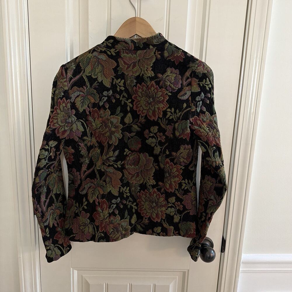 VTG Coldwater Creek Floral Tapestry Blazer Women’s Sz 8p Open-Front Collarless - Picture 6 of 9